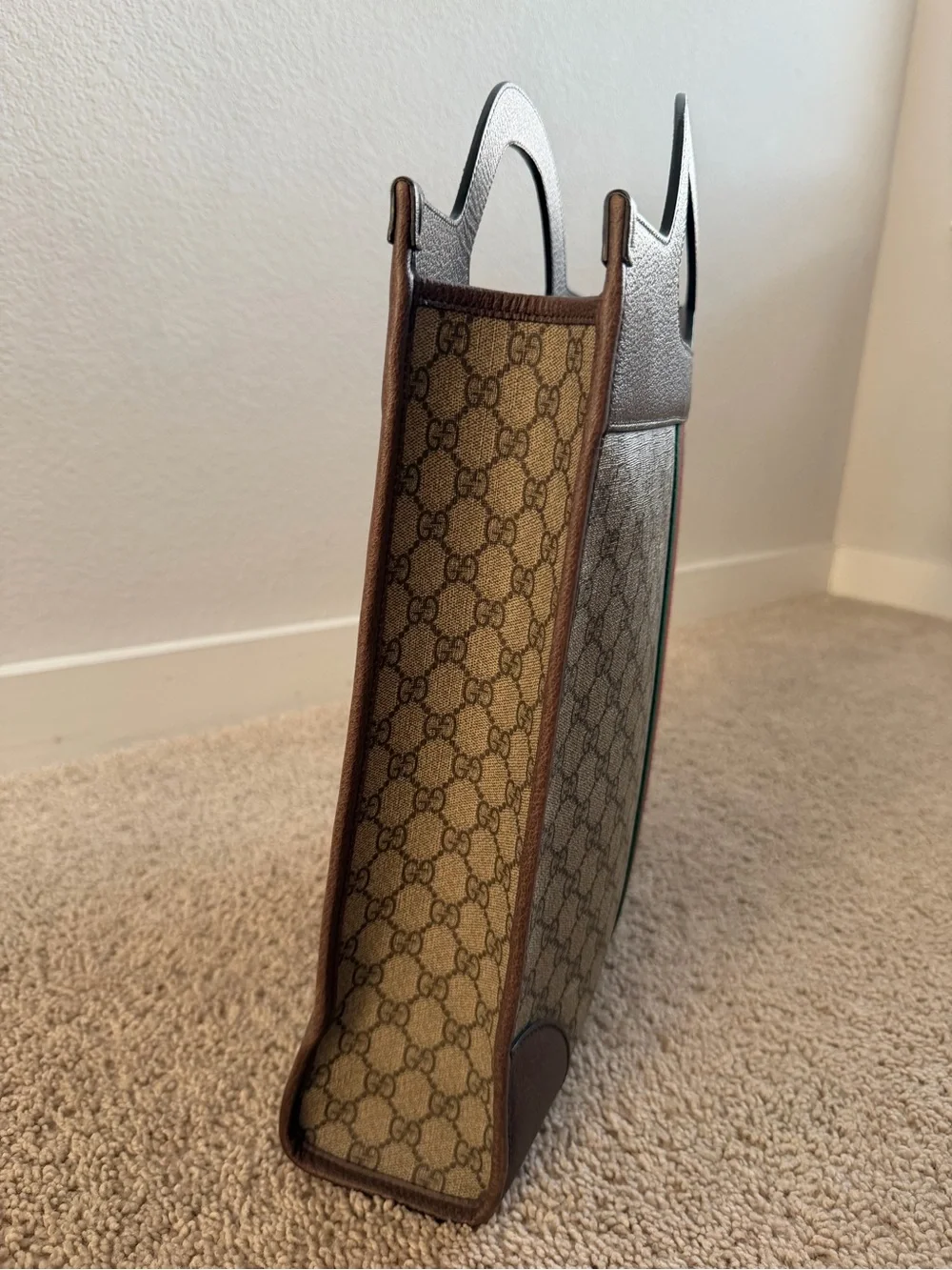 Gucci Medium Ophidia Cut Out Handle Tote GG Coated Canvas
